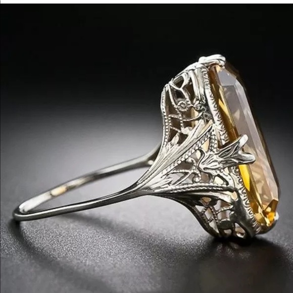 New Vintage 925 Sliver Ring Natural Citrine - Picture 4 of 5